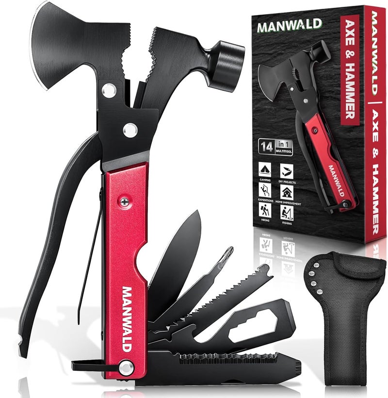 MANWALD 15 in 1 Multitool Axe Hatchet, Christmas Stocking Stuffers for Men Adults, Camping Accessories Survival Gear, Multi Tool for Camping Hiking Survival, Cool Gadgets Gifts for Men,Husband, Boyfriends - Image 1